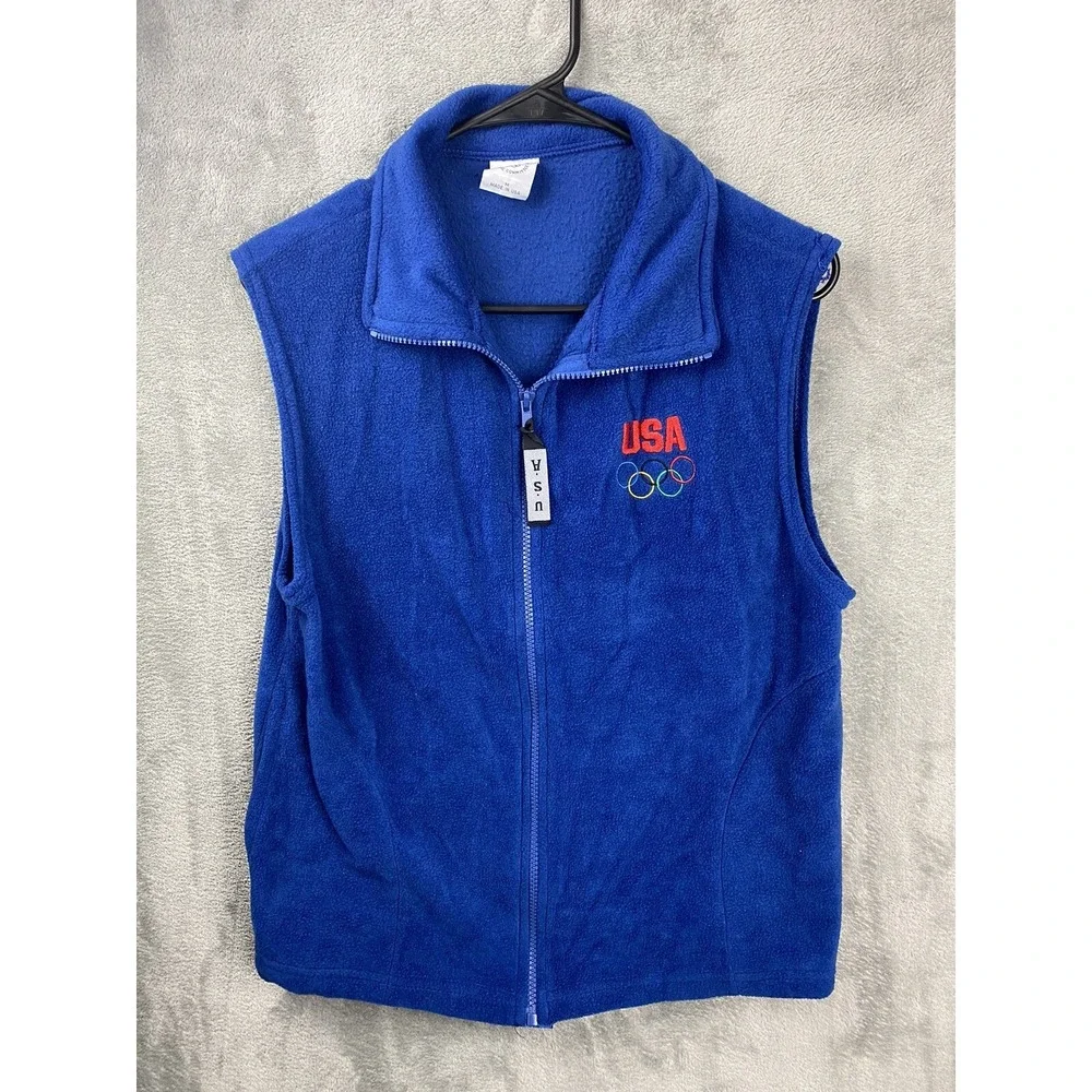 US Olympics Size Medium Blue Zip Up Vest